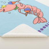 かわいい幸せエビ、エビの漫画 シェルパブランケット (3/4)