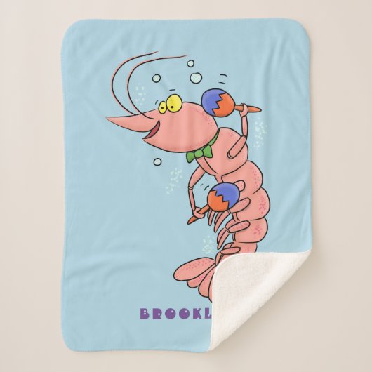 かわいい幸せエビ、エビの漫画 シェルパブランケット (正面)