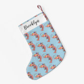 かわいい幸せエビ、エビの漫画 スモールクリスマスストッキング (裏面 (吊り時))