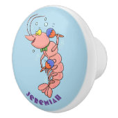 かわいい幸せエビ、エビの漫画 セラミックノブ (右)