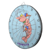 かわいい幸せエビ、エビの漫画 ダーツボード (正面右)