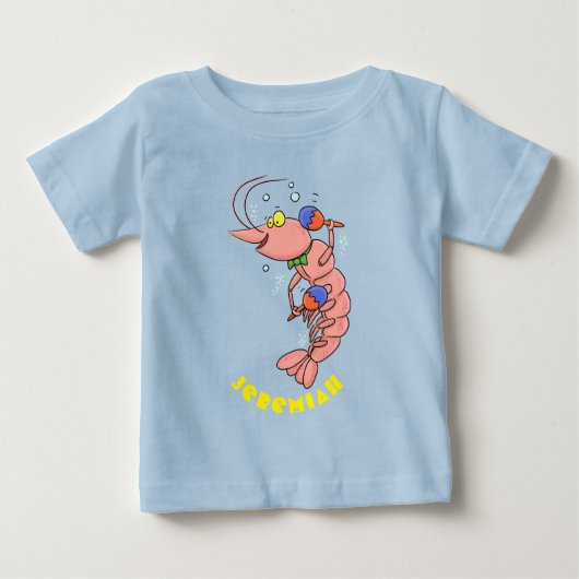 かわいい幸せエビ、エビの漫画 ベビーTシャツ (正面)