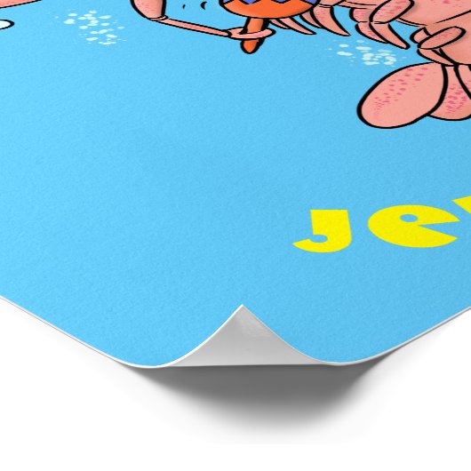 かわいい幸せエビ、エビの漫画 ポスター (角)