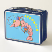 かわいい幸せエビ、エビの漫画 メタルランチボックス (裏面)