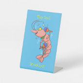 かわいい幸せエビ、エビの漫画 台座サイン (正面)