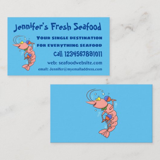 かわいい幸せエビ、エビの漫画 名刺 (正面/裏面)
