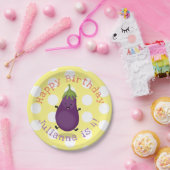 かわいい幸せナスパーソナライズされたの誕生日 ペーパープレート (パーティー)