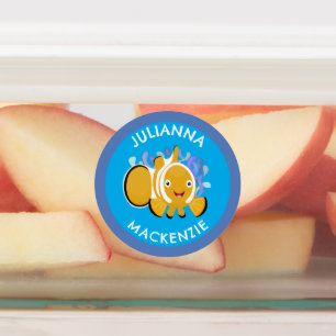 かわいい幸せパーソナライズされたなハッピーダフィッシュ学校の漫画 ラベル