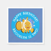 かわいい幸せピエロパーソナライズされたの誕生日の漫画 スタンダードカクテルナプキン (正面)