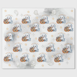 かわいい幸せブーおばけのハロウィンラッピングペーパー  ラッピングペーパー