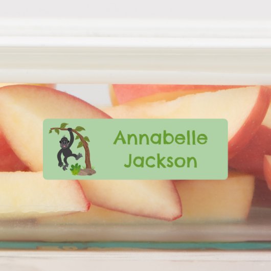 かわいい幸せベビーゴリラパーソナライズされた漫画 ラベル (貼付)