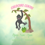 かわいい幸せベビーゴリラ漫画イラストレーション ウィンドウサイン (シート3)