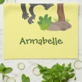 かわいい幸せベビーゴリラ漫画イラストレーション キッチンタオル (折り畳み)