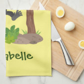 かわいい幸せベビーゴリラ漫画イラストレーション キッチンタオル (四つ折り)