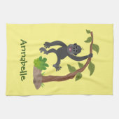 かわいい幸せベビーゴリラ漫画イラストレーション キッチンタオル (横)