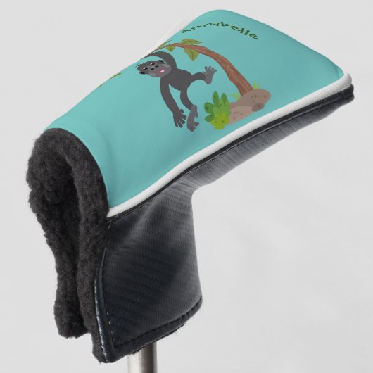 かわいい幸せベビーゴリラ漫画イラストレーション ゴルフヘッドカバー (3/4 正面)