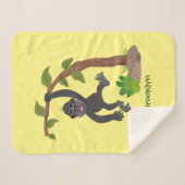 かわいい幸せベビーゴリラ漫画イラストレーション シェルパブランケット (正面(横))