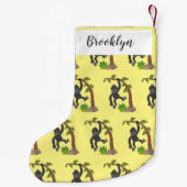 かわいい幸せベビーゴリラ漫画イラストレーション スモールクリスマスストッキング (裏面)