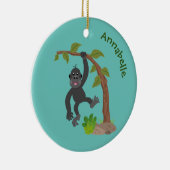かわいい幸せベビーゴリラ漫画イラストレーション セラミックオーナメント (右)