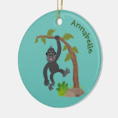 かわいい幸せベビーゴリラ漫画イラストレーション セラミックオーナメント (左)