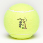 かわいい幸せベビーゴリラ漫画イラストレーション テニスボール (裏面)