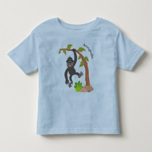 かわいい幸せベビーゴリラ漫画イラストレーション トドラーTシャツ