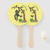 かわいい幸せベビーゴリラ漫画イラストレーション ハンドファン (正面&裏面)