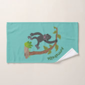 かわいい幸せベビーゴリラ漫画イラストレーション バスタオルセット (ハンドタオル)