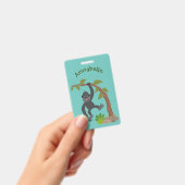 かわいい幸せベビーゴリラ漫画イラストレーション バッジ (手持ち)