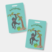 かわいい幸せベビーゴリラ漫画イラストレーション バッジ (表裏)