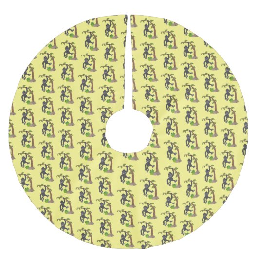 かわいい幸せベビーゴリラ漫画イラストレーション ブラッシュドポリエステルツリースカート (正面)