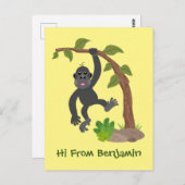 かわいい幸せベビーゴリラ漫画イラストレーション ポストカード (正面/裏面)