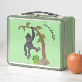 かわいい幸せベビーゴリラ漫画イラストレーション メタルランチボックス (インサイチュ)