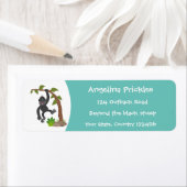 かわいい幸せベビーゴリラ漫画イラストレーション ラベル (インサイチュ)