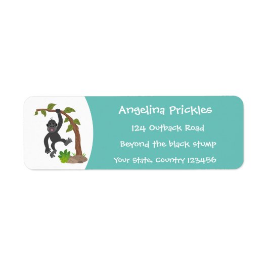 かわいい幸せベビーゴリラ漫画イラストレーション ラベル (正面)