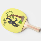 かわいい幸せベビーゴリラ漫画イラストレーション 卓球ラケット (横)