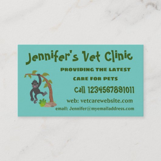 かわいい幸せベビーゴリラ漫画イラストレーション 名刺 (正面)