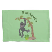 かわいい幸せベビーゴリラ漫画イラストレーション 枕カバー (正面)