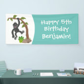 かわいい幸せベビーゴリラ漫画イラストレーション 横断幕 (トレードショー)