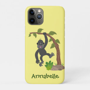 かわいい幸せベビーゴリラ漫画イラストレーション iPhone 11 PROケース