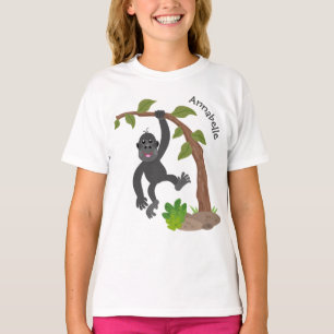 かわいい幸せベビーゴリラ漫画イラストレーション Tシャツ