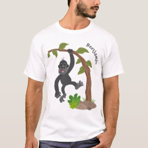 かわいい幸せベビーゴリラ漫画イラストレーション Tシャツ