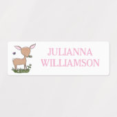 かわいい幸せベビー鹿の漫画パーソナライズされた ラベル (デザイン2)