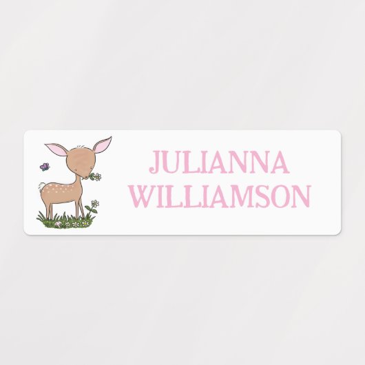 かわいい幸せベビー鹿の漫画パーソナライズされた ラベル (デザイン2)