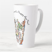 かわいい幸せ小妖精や小人踊り、レトロクリスマス漫画 カフェラテマグ (右アングル)