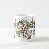 かわいい幸せ小妖精や小人踊り、レトロクリスマス漫画 コーヒーマグカップ (中央)