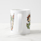 かわいい幸せ小妖精や小人踊り、レトロクリスマス漫画 ジャンボコーヒーマグカップ (裏面)