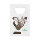 かわいい幸せ最高のライレバード漫画イラストレーション クレジットカード栓抜き (裏面)