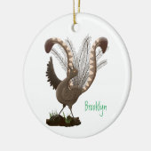 かわいい幸せ最高のライレバード漫画イラストレーション セラミックオーナメント (左)