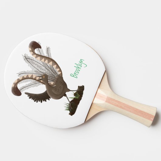 かわいい幸せ最高のライレバード漫画イラストレーション 卓球ラケット (横)